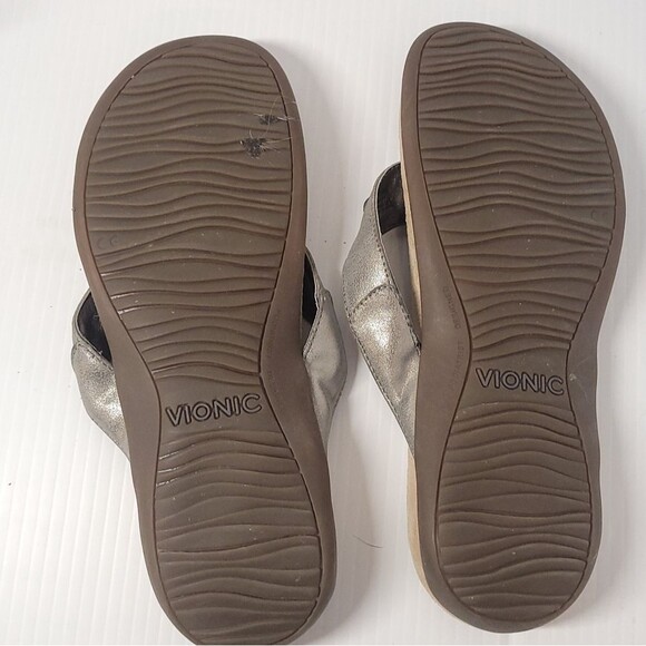 Vionic Elena Thong Sandals Silver Metallic Ring Detail Womens Size 9 - Picture 8 of 9